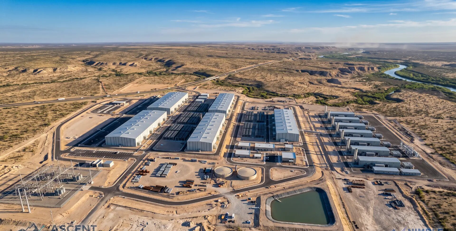Aerial view of a Tobosa power-ready campus